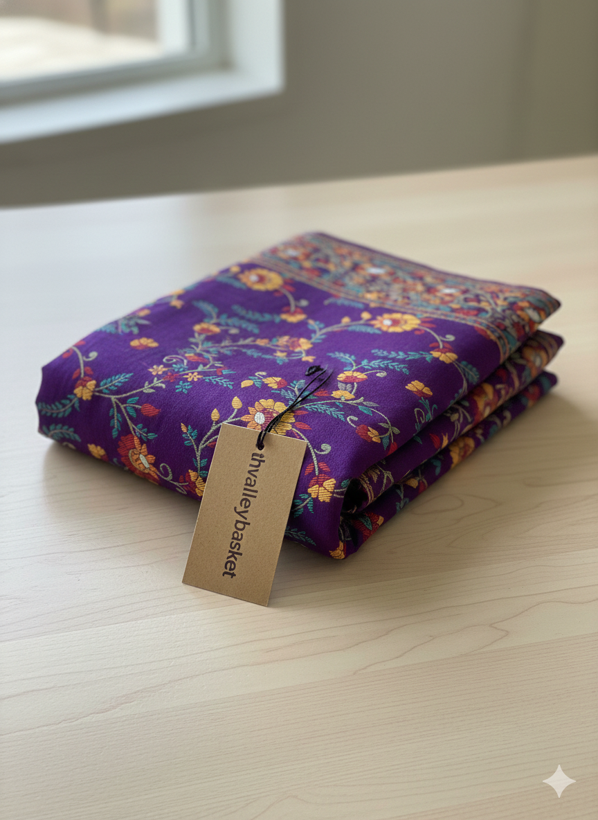 Purple Kashmiri Pashmina weave Saree | Pashm-e-banaras