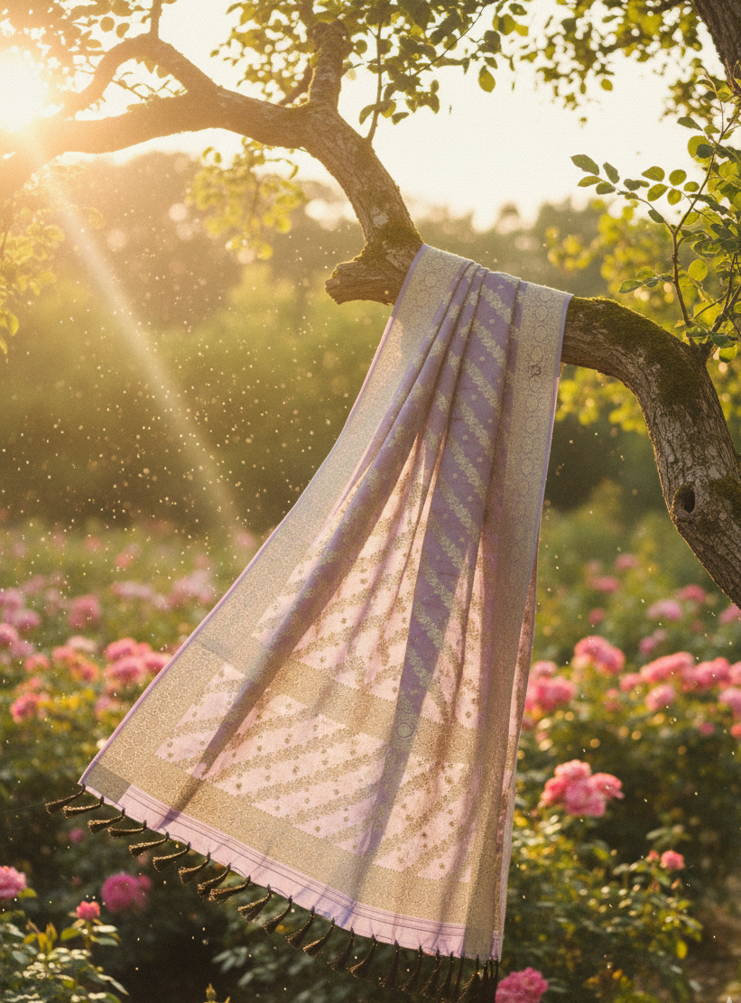 Lavender Mist Banarasi Dupatta | Silk