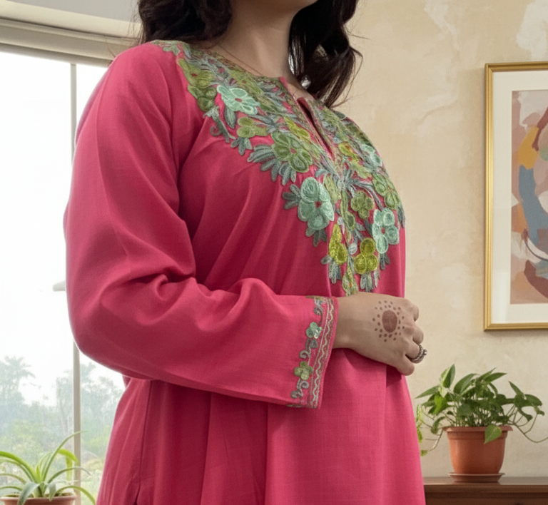 Coral Rose Kashmiri Coord Set | Everyday Ease