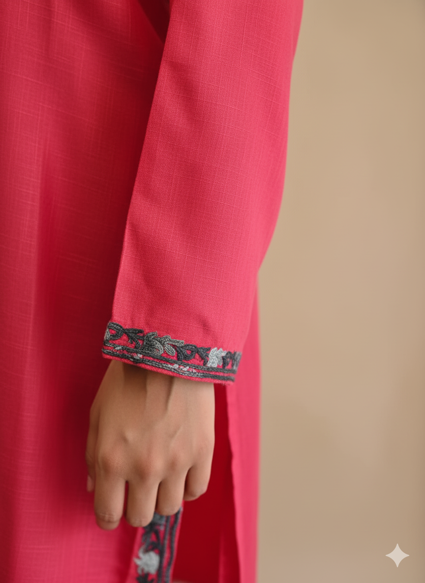 Coral Rose (carrot pink) Coord Set (Kurti with Pants) | Everyday Ease