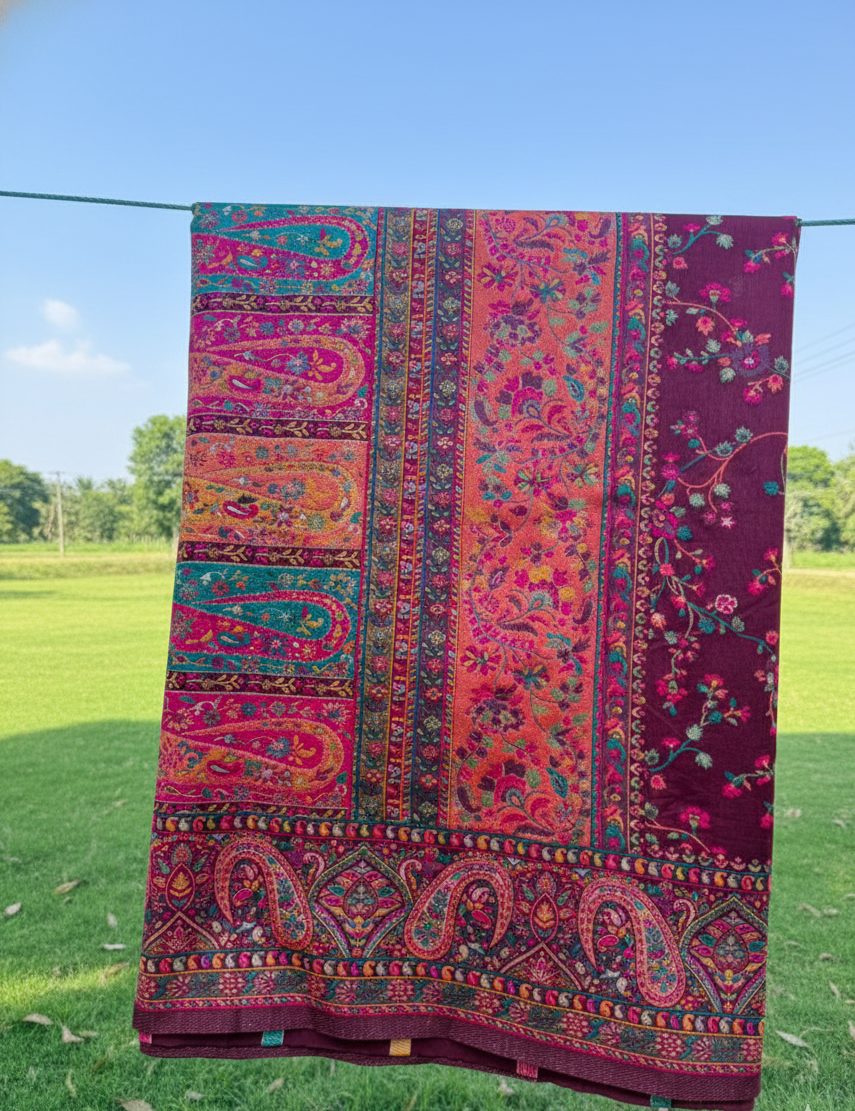 Kashmiri Pashmina Style Saree | Weave in Premium Banarasi Silk