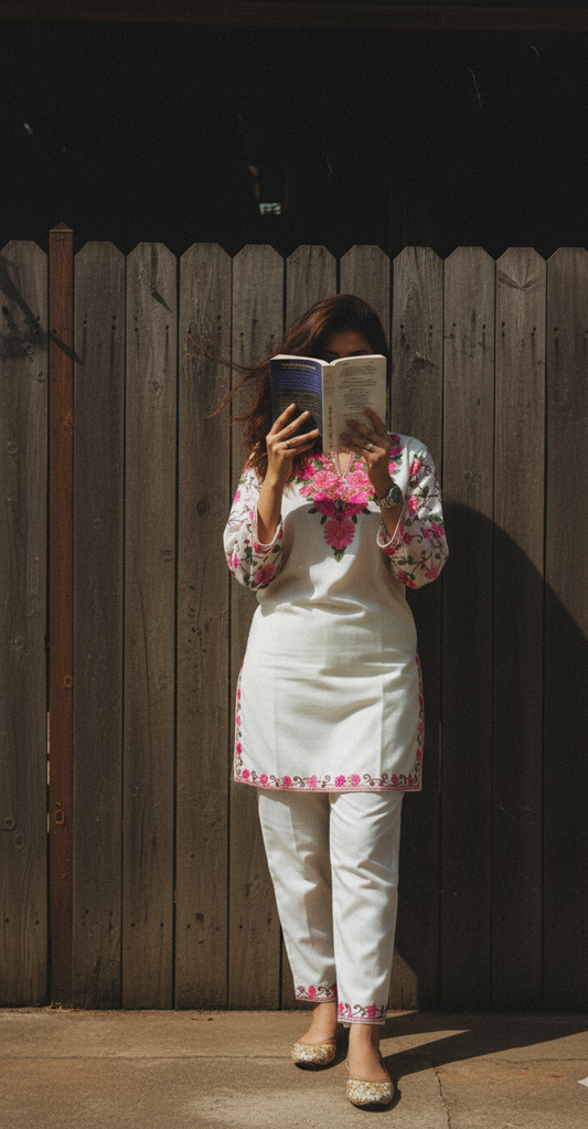 Soothing White Coord Set (Kurti with Pants) | Everyday Ease