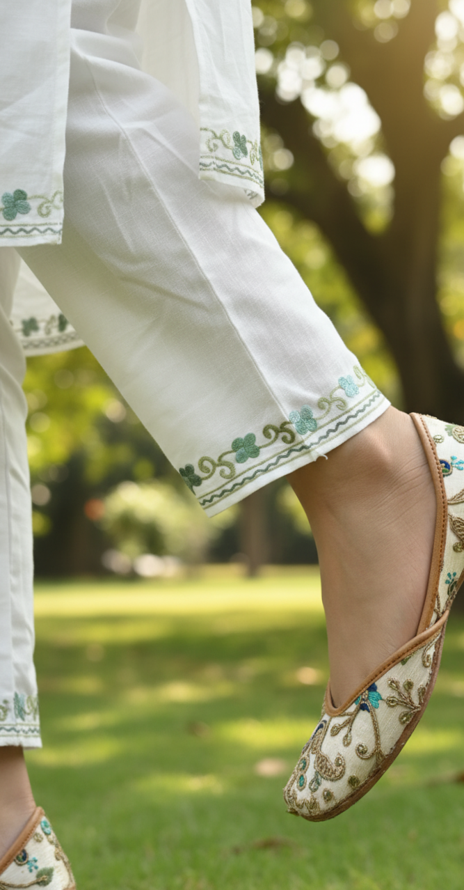 White Elegant Coord Set (Kurt with Pants) | Everyday Ease