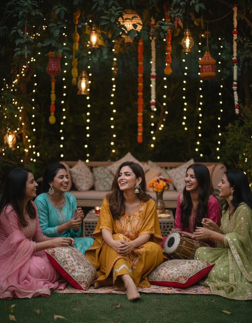 Mustard Aari Embroidered Kashmiri Kaftan with Pants | Haldi Ceremony