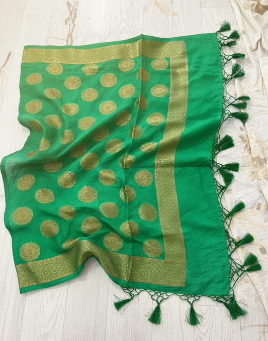 Serene Teal Hue Banarasi Dupatta | Silk