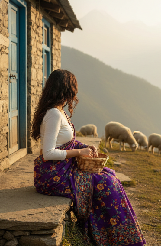 Purple Kashmiri Pashmina weave Saree | Pashm-e-banaras