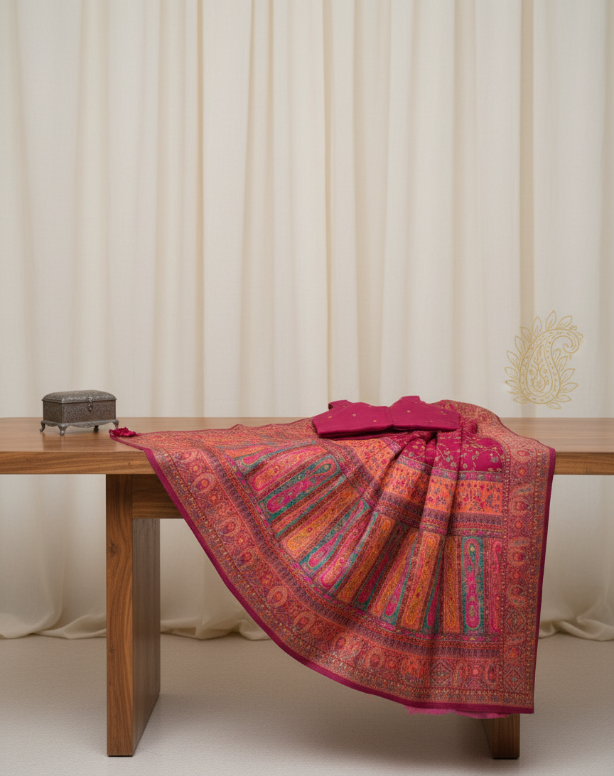Kashmiri Pashmina Style Saree | Weave in Premium Banarasi Silk