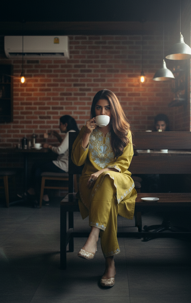 Mustard Coord Set with Pastel Embroidery | Everyday Ease