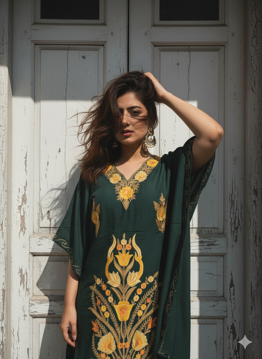Stylish Bottle Green Kaftan | Boho Muse Collection