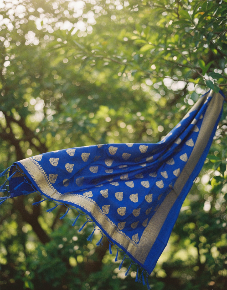 Royal Blue Banarasi Dupatta | Silk