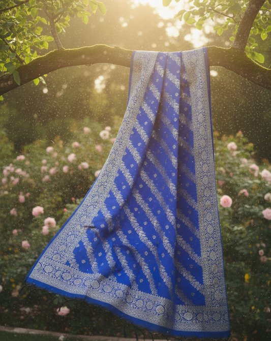Royal Blue Banarasi Dupatta | Fusion Collection