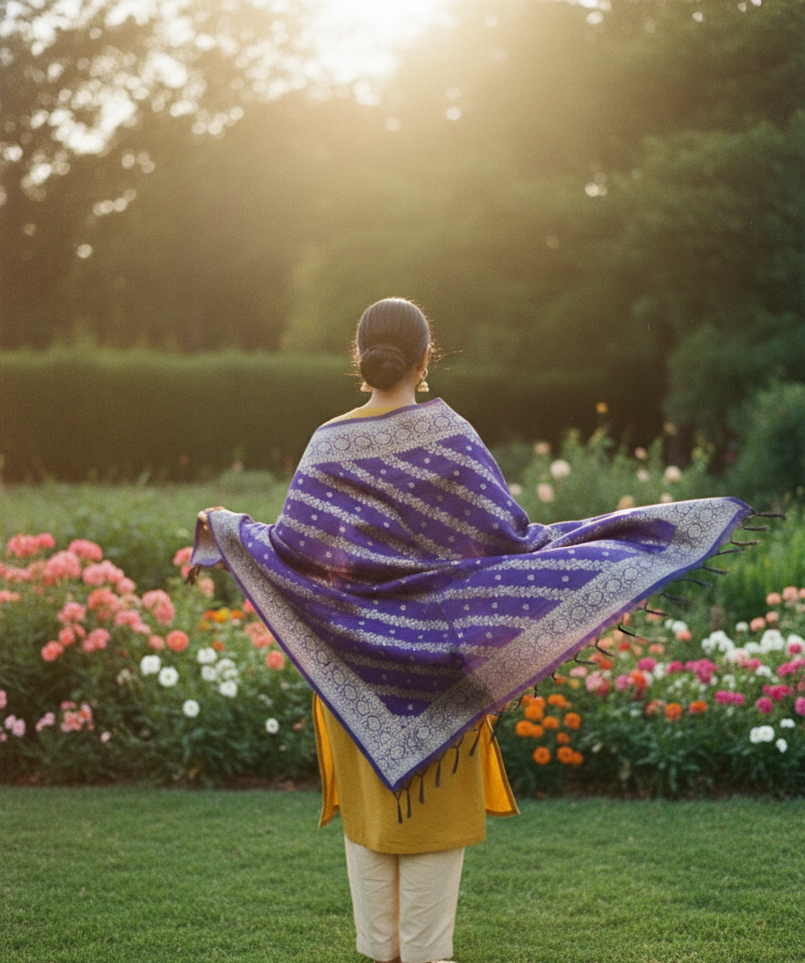 Dark Purple Banarasi Dupatta | Silk