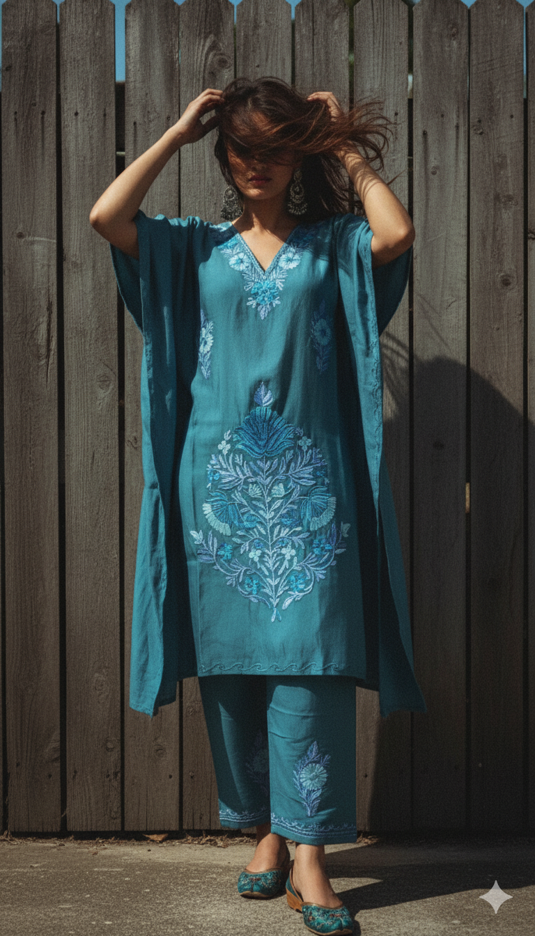 Stylish Teal Blue Kaftan | Boho Muse Collection