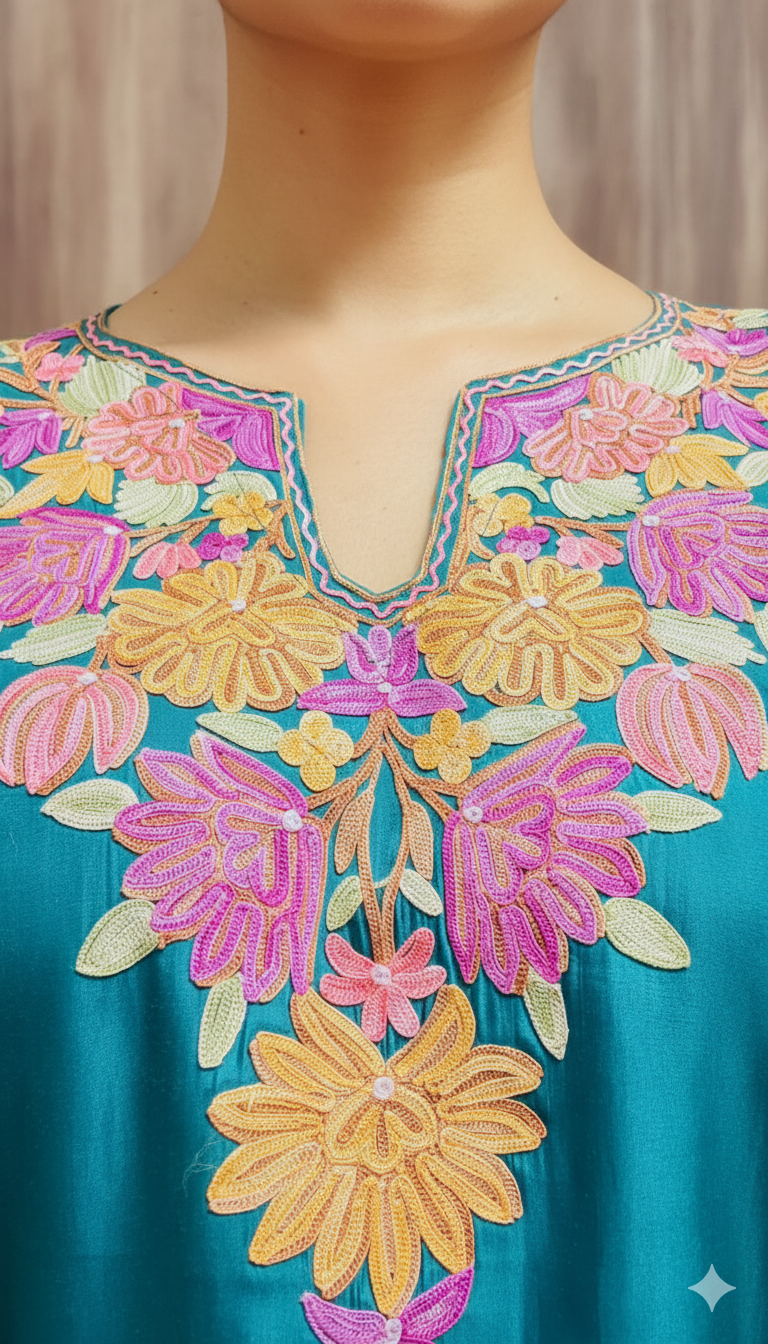 Turquoise Blue coord set (Kurta with pants), Super Marisa Fabric | Premium Collection