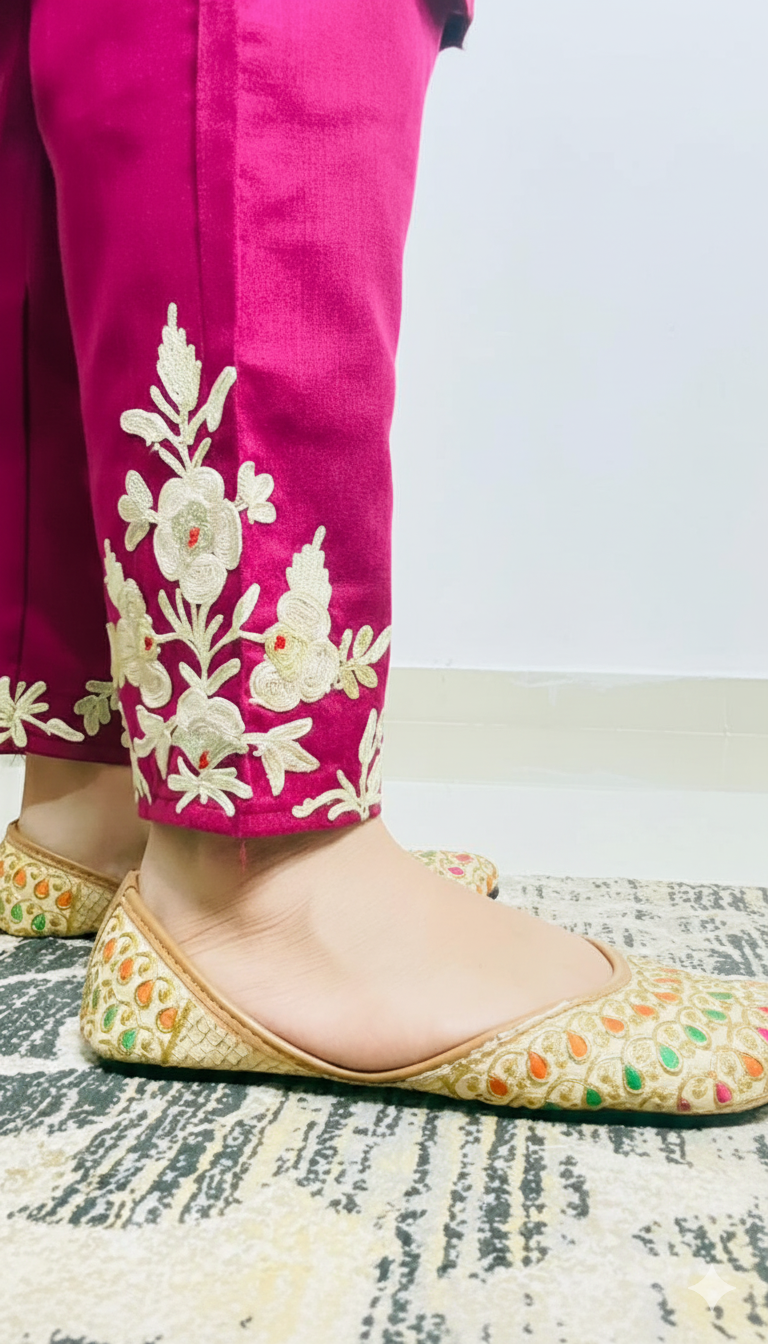 Dark Pink (Magenta) Coord set with Floral Embroidery | Everyday Ease