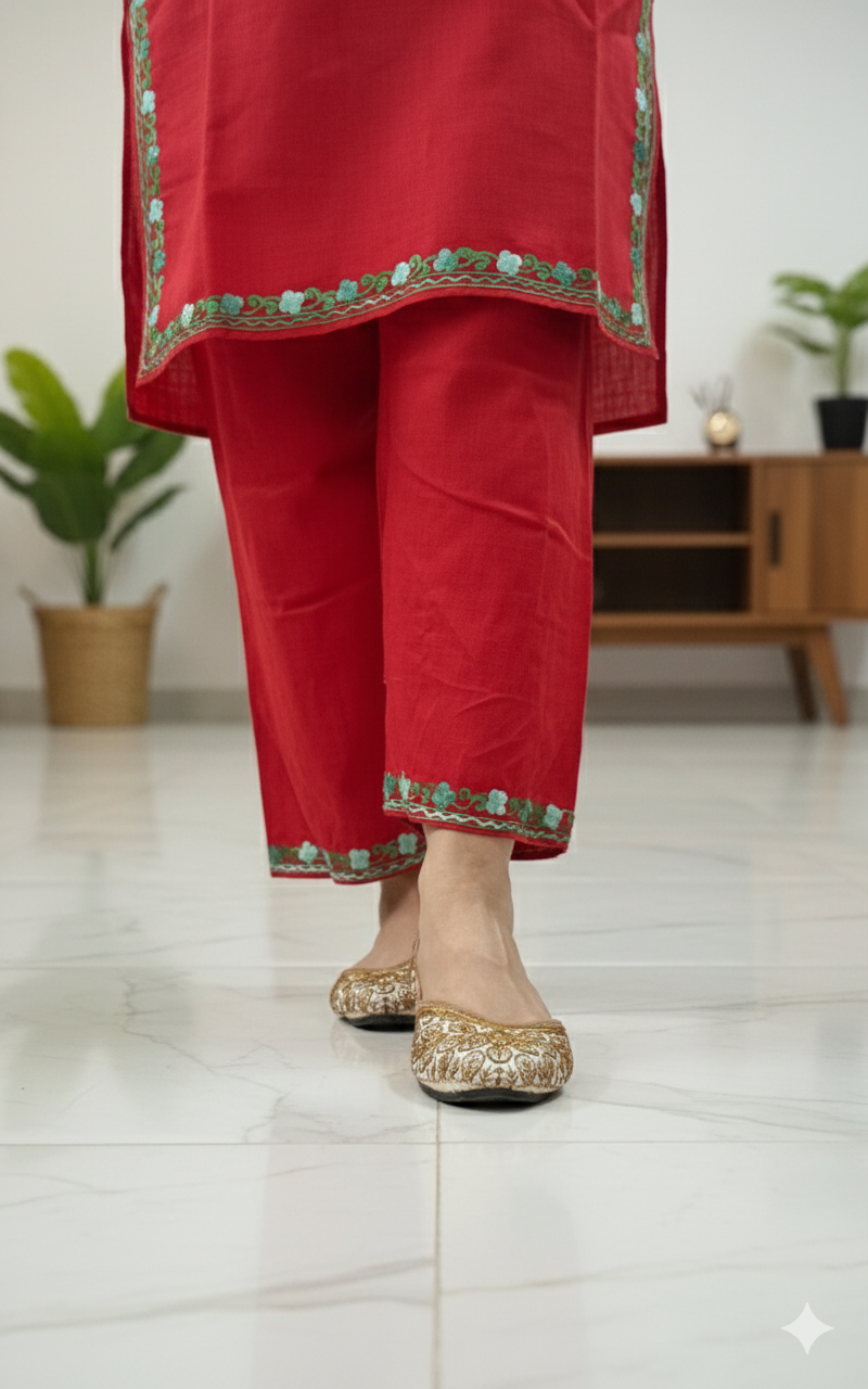 Red Coord Set (Kurti with Pants) | Everyday Ease
