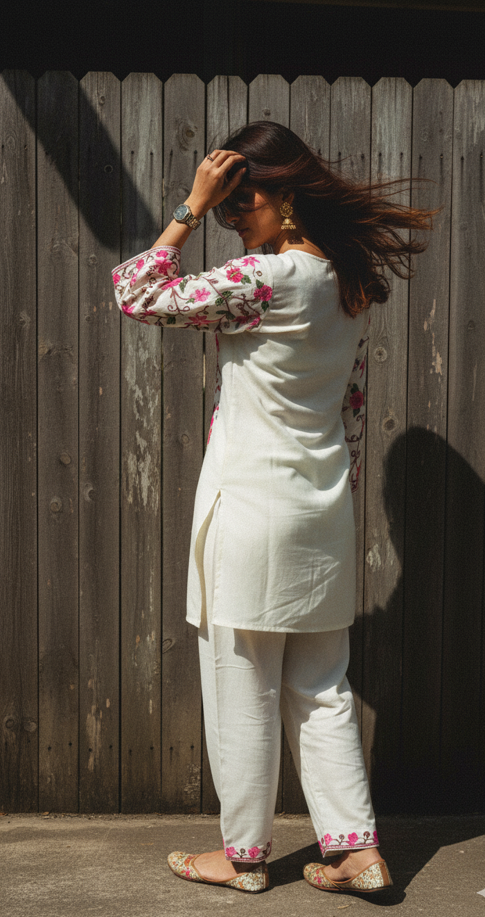 Soothing White Coord Set (Kurti with Pants) | Everyday Ease