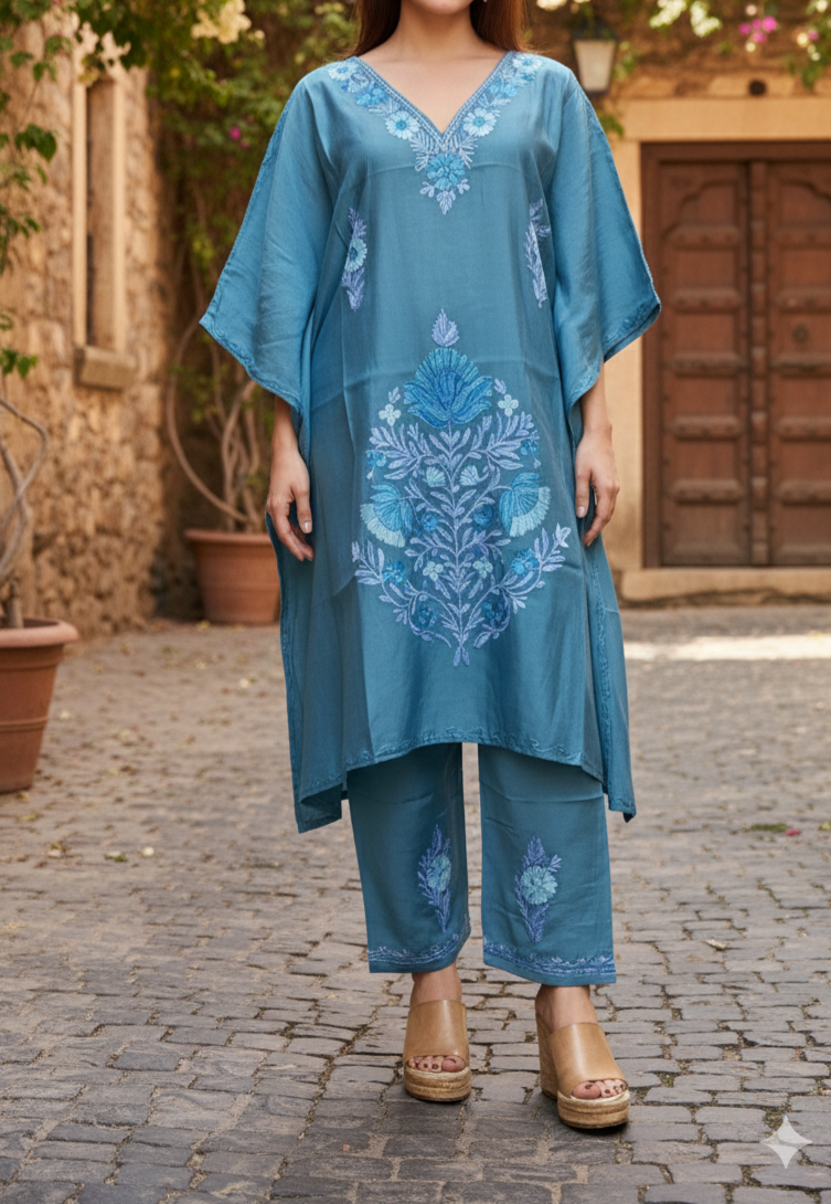 Stylish Teal Blue Kaftan | Boho Muse Collection